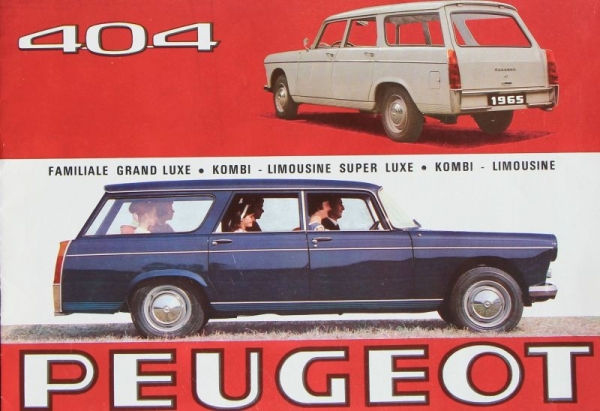 Peugeot 404 Familiale Grand Luxe Kombi Modelprogram 1965 Carbrochure (7118)